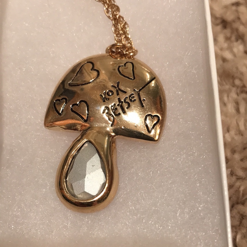 NWT Betsey Johnson mushroom jewel necklace two sided - Picture 3 of 9